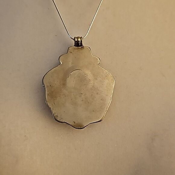 Coral/Turquoise Pendant with chain 20" - Picture 3 of 4